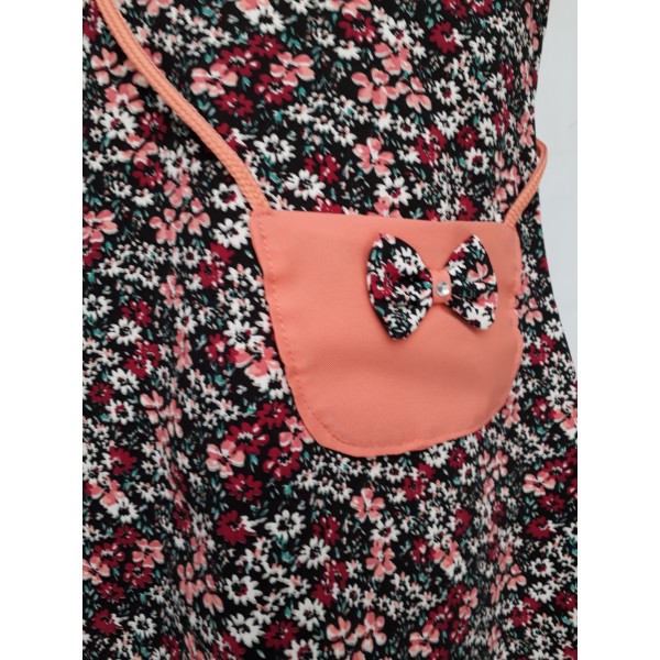 Vestido de Malha Preto com Bolsa - 1,2,3